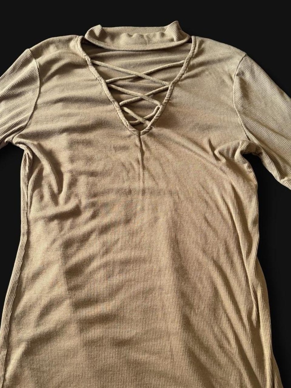 Ambiance olive green ribbed choker top
